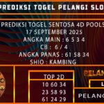 PREDIKSI TOGEL SENTOSA 4D POOLS 17 SEPTEMBER 2025