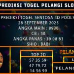 PREDIKSI TOGEL SENTOSA 4D POOLS 28 SEPTEMBER 2025