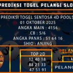PREDIKSI TOGEL SENTOSA 4D POOLS 01 OKTOBER 2025