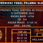 PREDIKSI TOGEL SENTOSA 4D POOLS 13 SEPTEMBER 2025