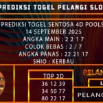 PREDIKSI TOGEL SENTOSA 4D POOLS 14 SEPTEMBER 2025