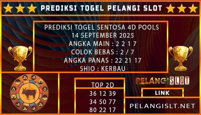 PREDIKSI TOGEL SENTOSA 4D POOLS 14 SEPTEMBER 2025