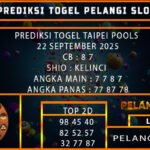 PREDIKSI TOGEL TAIPEI POOLS 22 SEPTEMBER 2025